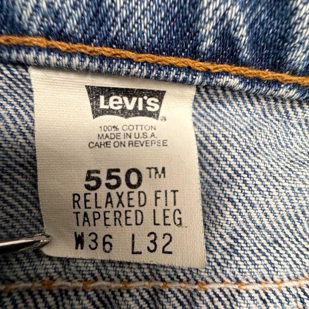 Vintage Levi's 550 Orange Tab Jeans Mens 35x32 USA Relaxed Tapered Medium Wash - Picture 8 of 14